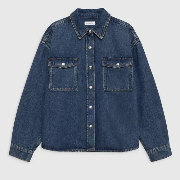 Anine Bing Paxton Denim Blue Shirt Size Small - Picture 4 of 5